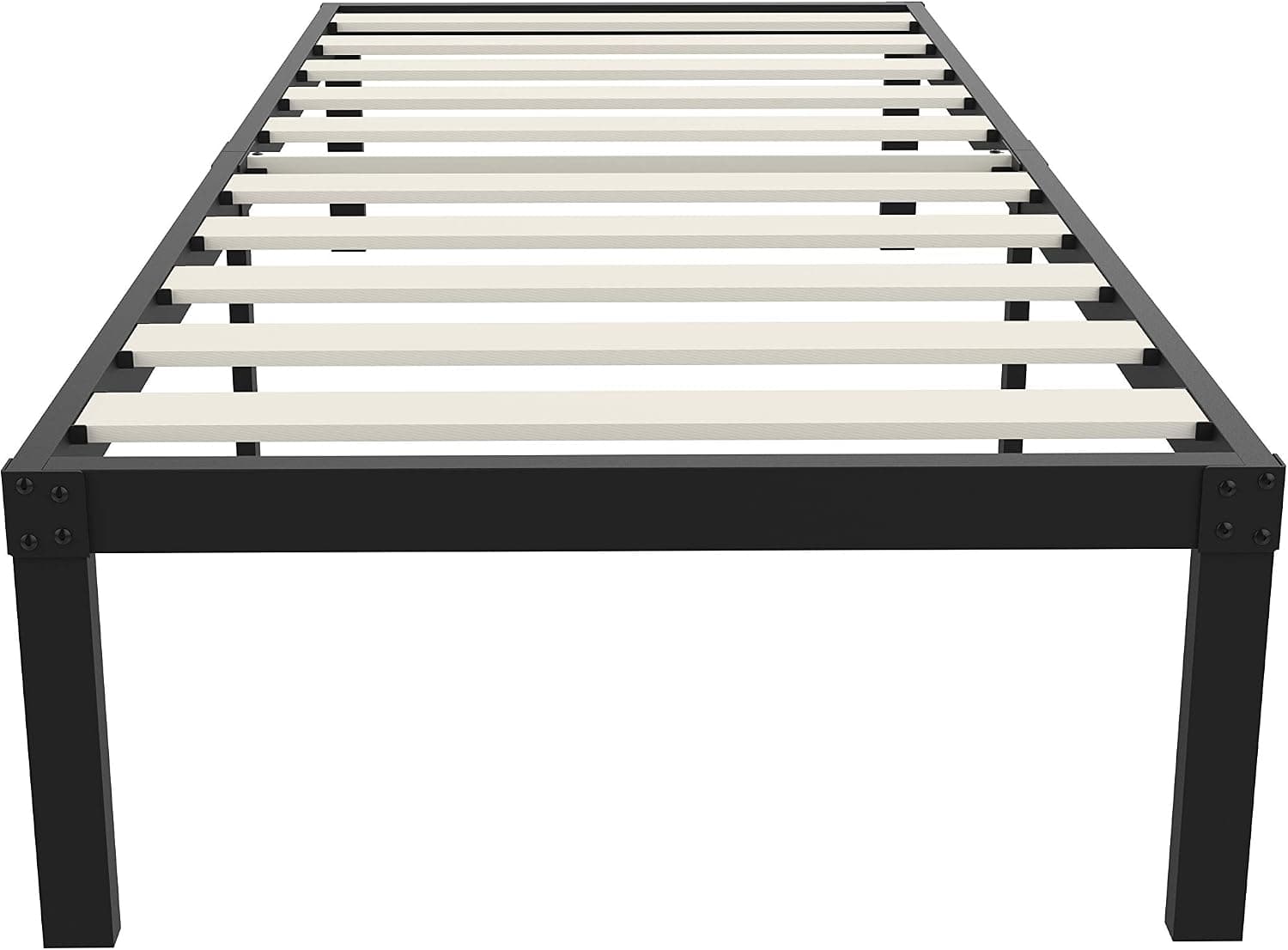 LEFTSIDE 16 Inch Non Slip Twin XL Bed Frame No Box Spring Needed, Metal Platform Bed Frames, 3200lbs Heavy Duty Wooden Slat, Mattress Foundation, Noise Free, Under Bed Storage, Easy Assembly，Black