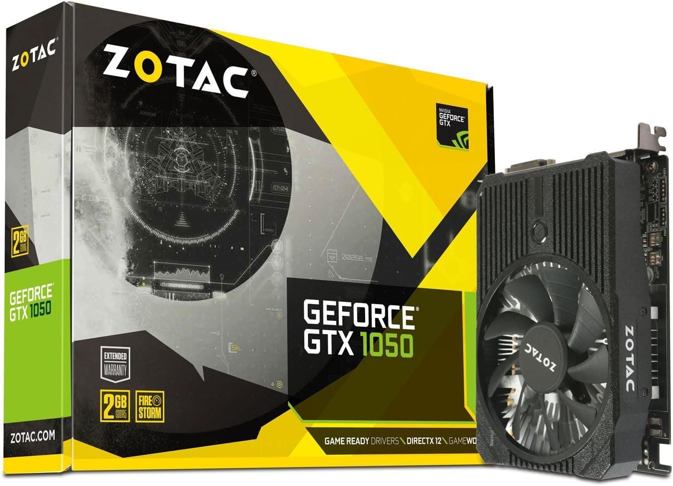 ZOTAC GeForce GTX 1050, 2GB GDDR5 DisplayPort, HDMI, Dual-Link DVI-D, Super Compact Gaming Graphics Card (ZT-P10500A-10L)