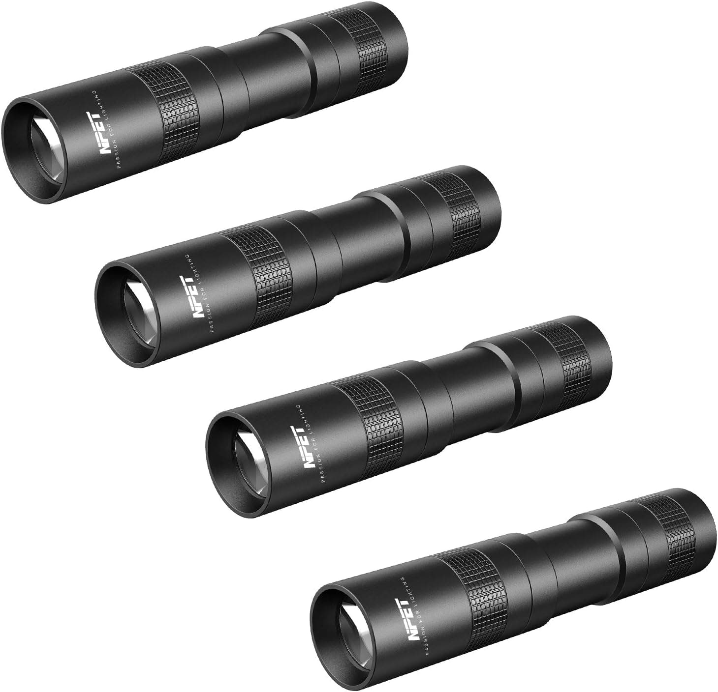 NPET Mini EDC Flashlight-4 Pack-Portable 400 Lumens Mini Flashlight with Long Distance Beam,20 Hours Runtime.Best EDC Flashlight for Camping,Dog Walking and Everday Carry