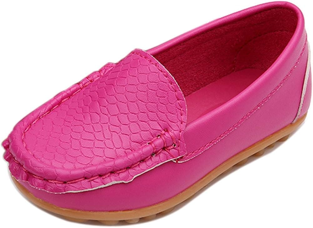 LONSOEN Toddler Little Kid Boys Girls Soft Slip On Loafers Dress Flat Shoes