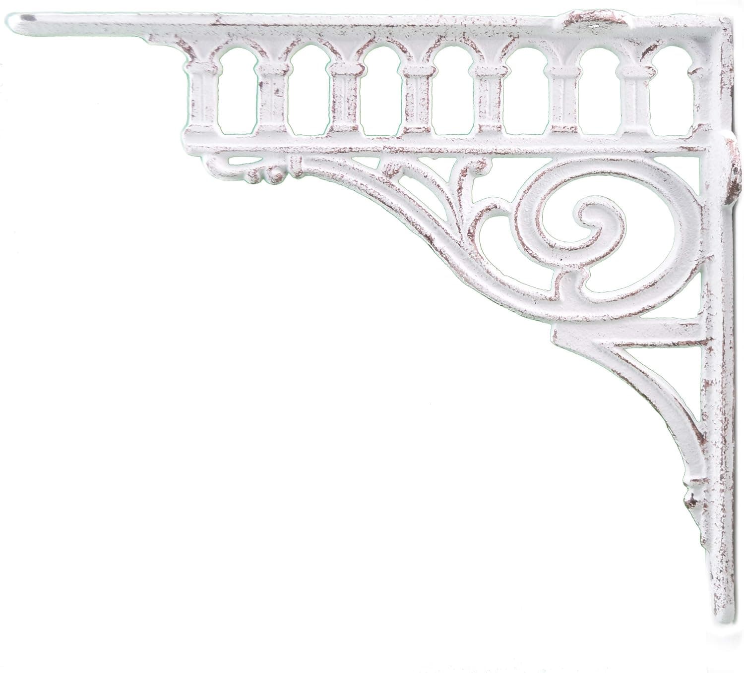 Cast Iron Wall Shelf Bracket Columns Pillar Design Distressed White 11.375" Deep Brace