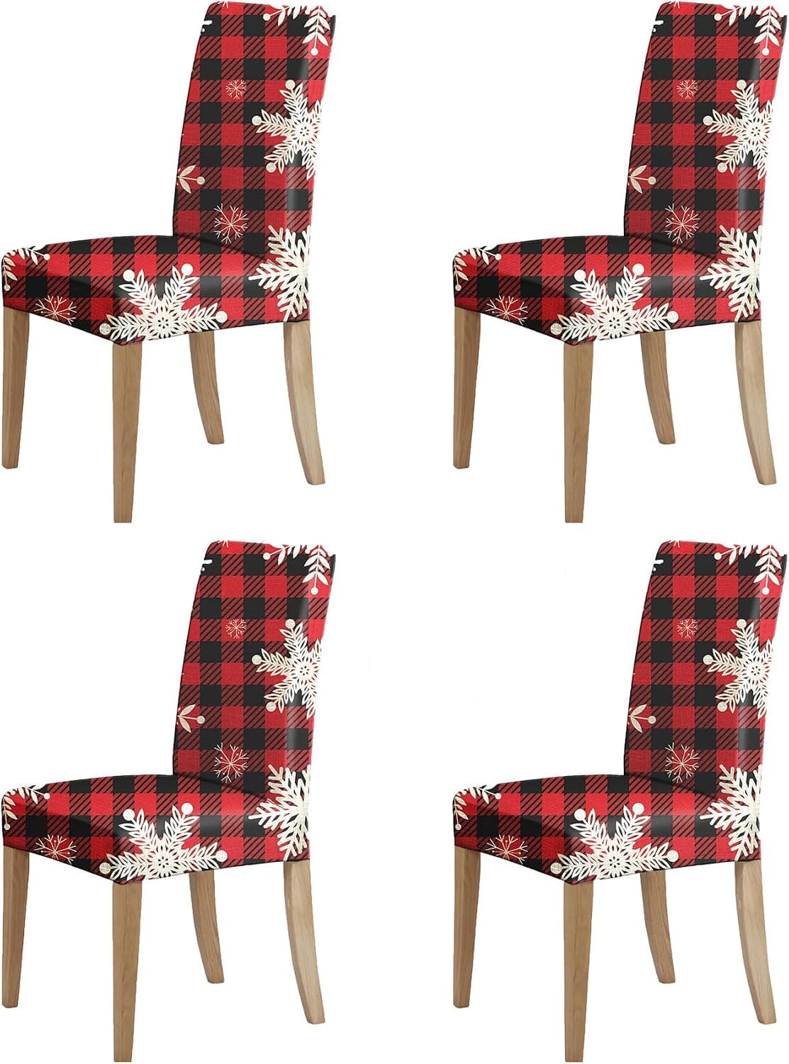 RMHS Snowflake Soft Stretchable Detachable Printed Chair Covers Case for Winter Christmas Family Gatherings, Chair Protector Slipcovers Suitable for Dining Room, Kitchen, Livingrroom, Set of 4