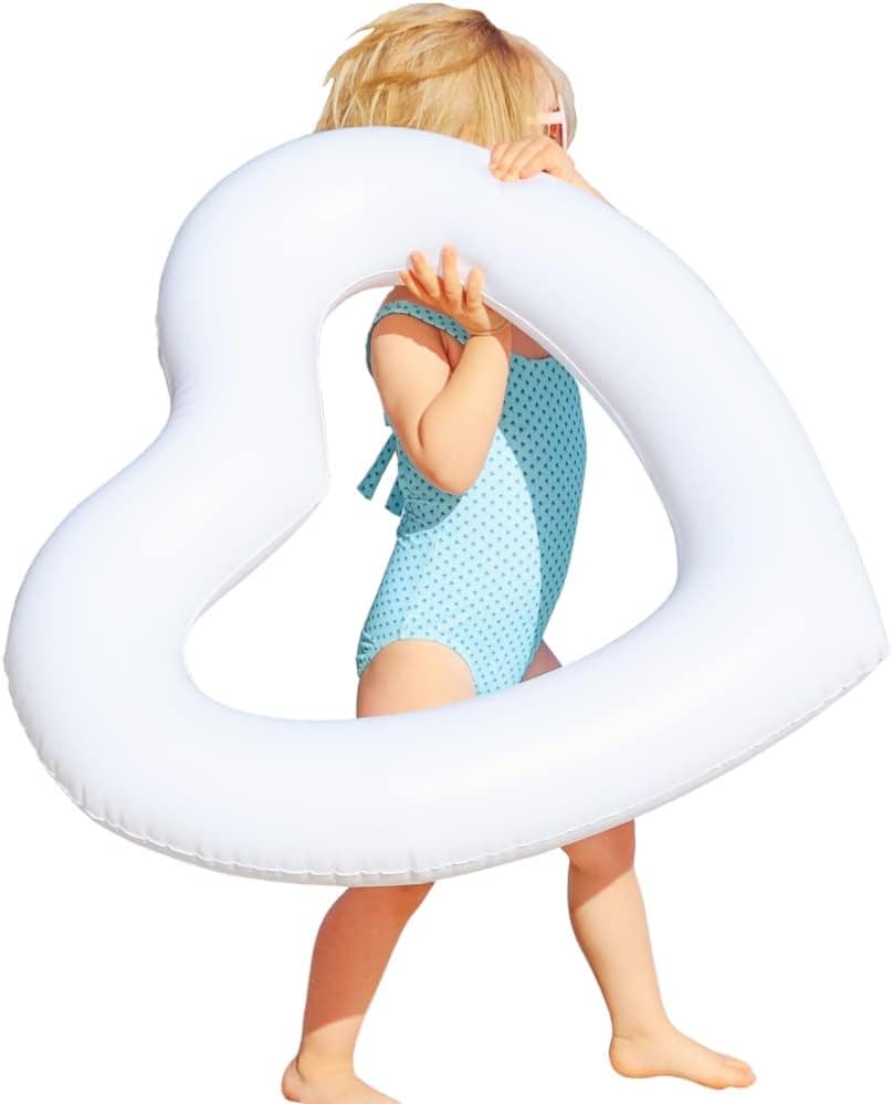 The Original Mini Heart Shaped Pool Float by LOTELI - White Mommy and Me Pool Float - Best Small Inflatable for Pool Parties, Wedding Party - Summer Fun & Relaxation - Durable & Easy to Inflate