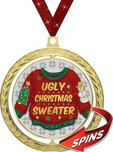 Crown Awards 2.5" Ugly Christmas Sweater Contest Medals - Ugly Sweater Award Prizes for Ugly Sweater Parties
