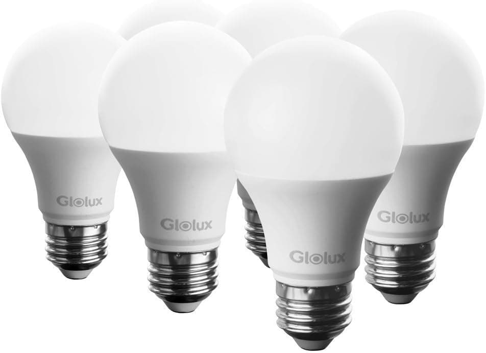 Glolux 75 Watt Equivalent LED Light Bulb, 1100 Lumen, Daylight 5000K 11 Watt, Non-dimmable 25,000 Hour Lifespan, A21 E26 Base Pack of 6