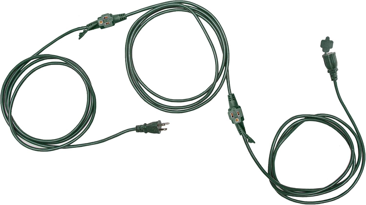 Iron Forge 25 Ft Green Extension Cord with 3 Spaced outlets - 16/3 SJTW Multiple Outlets Extension Cord with 3 Prong - 13 AMP for Outdoor Lighting & Decoration