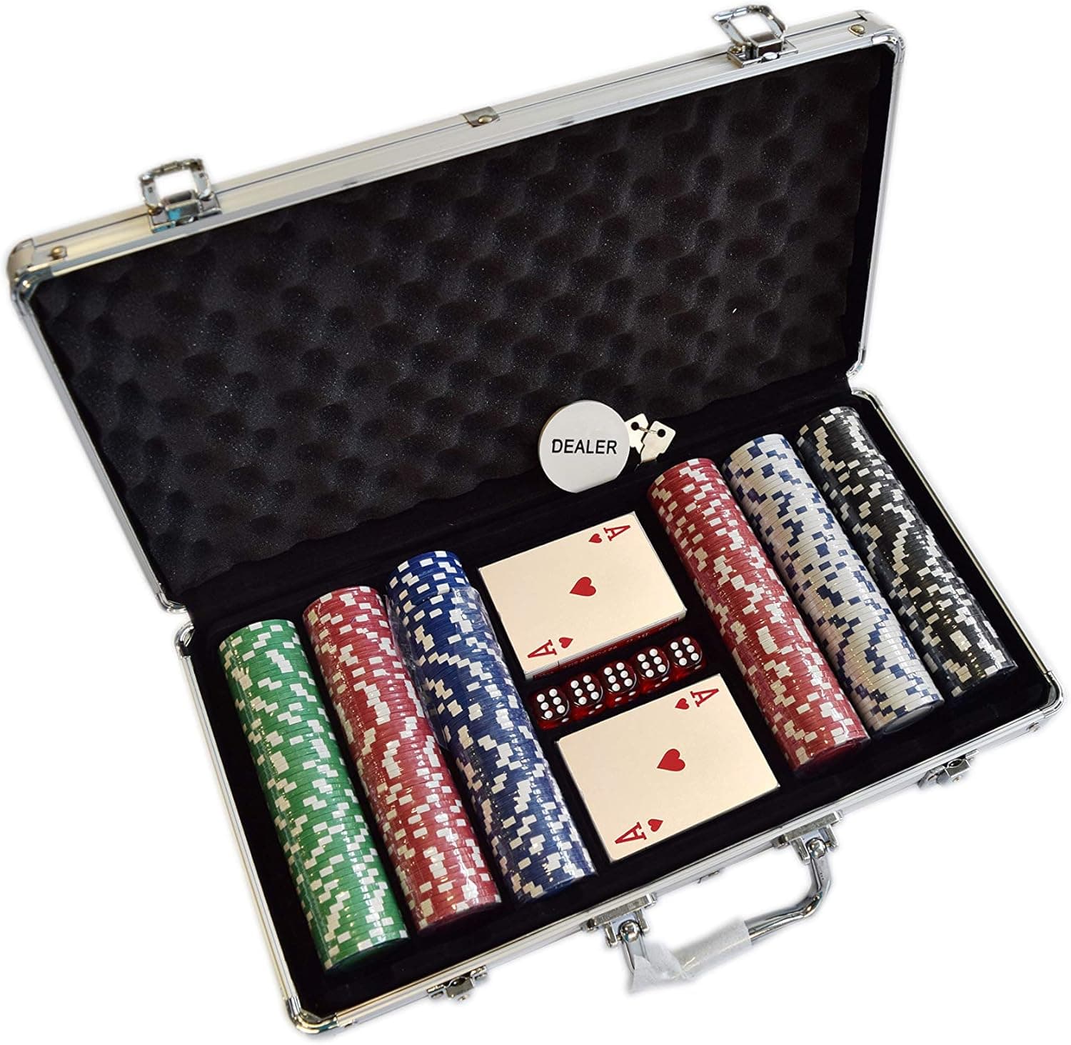 HAN'S DELTA Poker Chip Set 11.5 Gram for Texas Holdem, Blackjack, Casino Gambling with Aluminum Case, Cards, Dealer Button (Choose 300 or 500 Chips Set) (300 Chips Set)