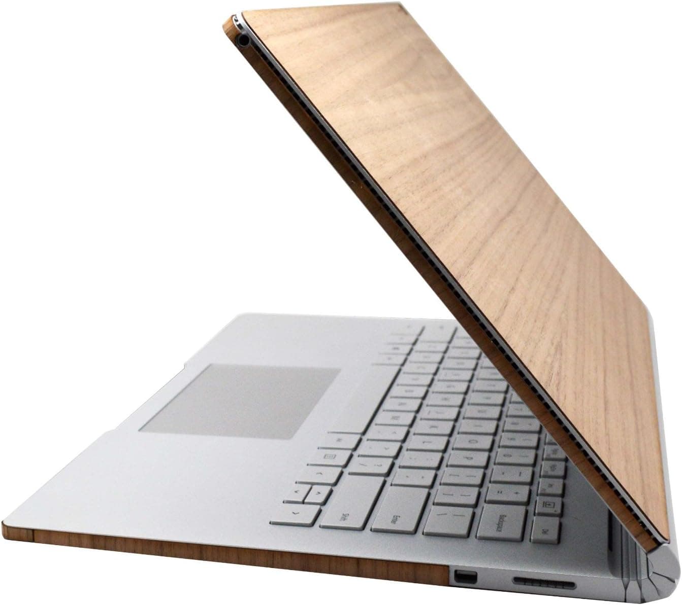 PcProfessional Real Walnut Veneer Full Body Skin Case Decal Sticker for Microsoft Surface Book 13.5" Laptop + Set of Two High Definition Screen Protector