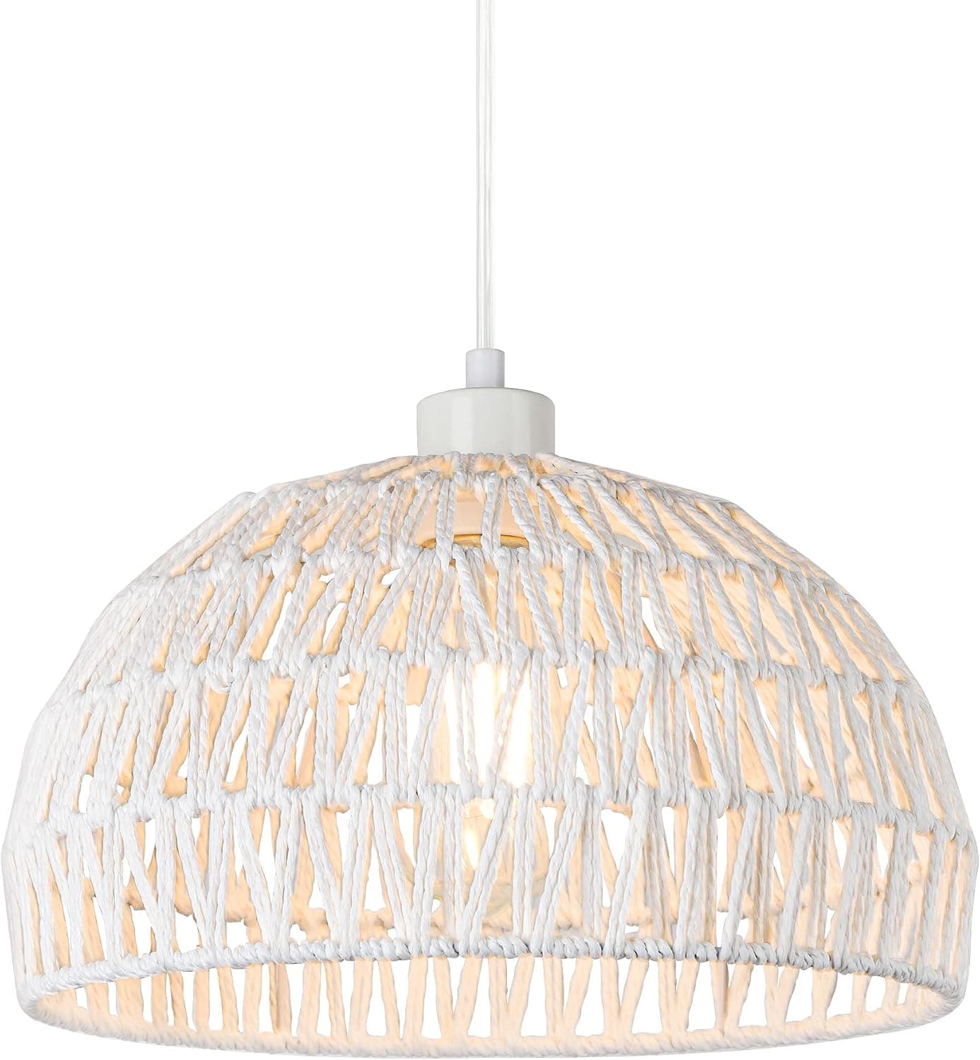 PARTPHONER Chandelier Pendant Light Fixture, 1-Light Adjustable Hand-Woven Rattan Wicker Boho Ceiling Hanging Light for Kitchen Island Dining Room Foyer Bedroom Hallway