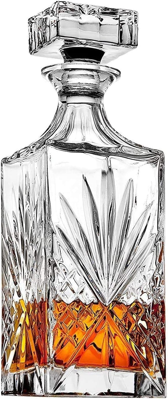 James Scott Crystal Decanter for Whiskey, Liquor and Bourbon - 25 Oz. | Irish Cut design | Gift Box