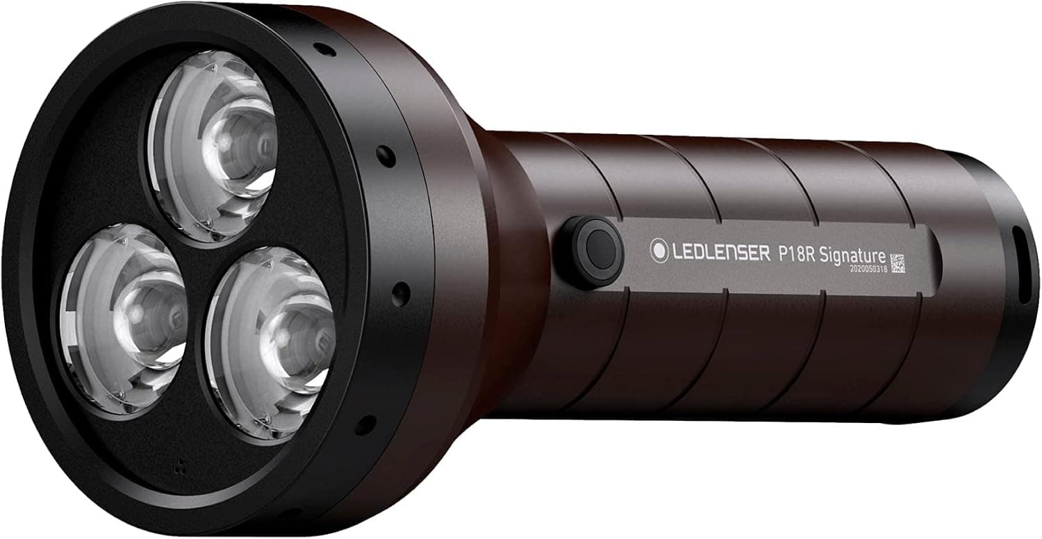Ledlenser, P18R Signature Rechargeable Flashlight, Premium LED Light for Outdoor Use, Black