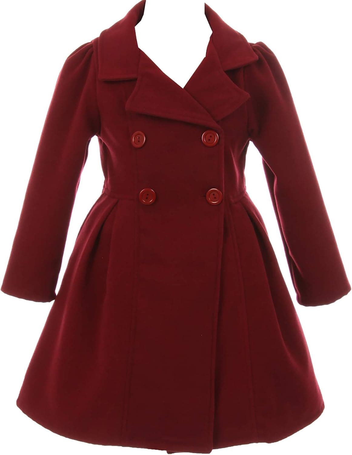 Girl Winter Dress Coat Long Sleeve Buttons and Pockets Flower Girl Jacket