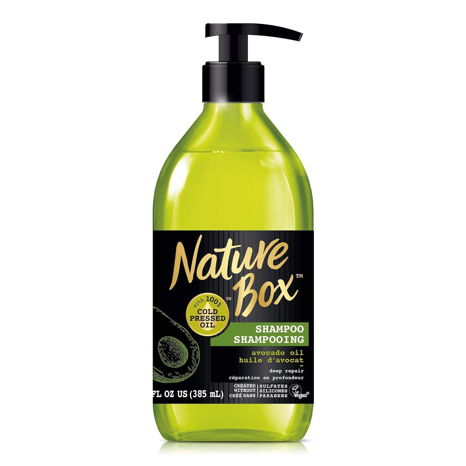 Nature Box Shampoo - for Deep Hair Repair, with 100% Cold Pressed Avocado Oil, 13 Ounce
