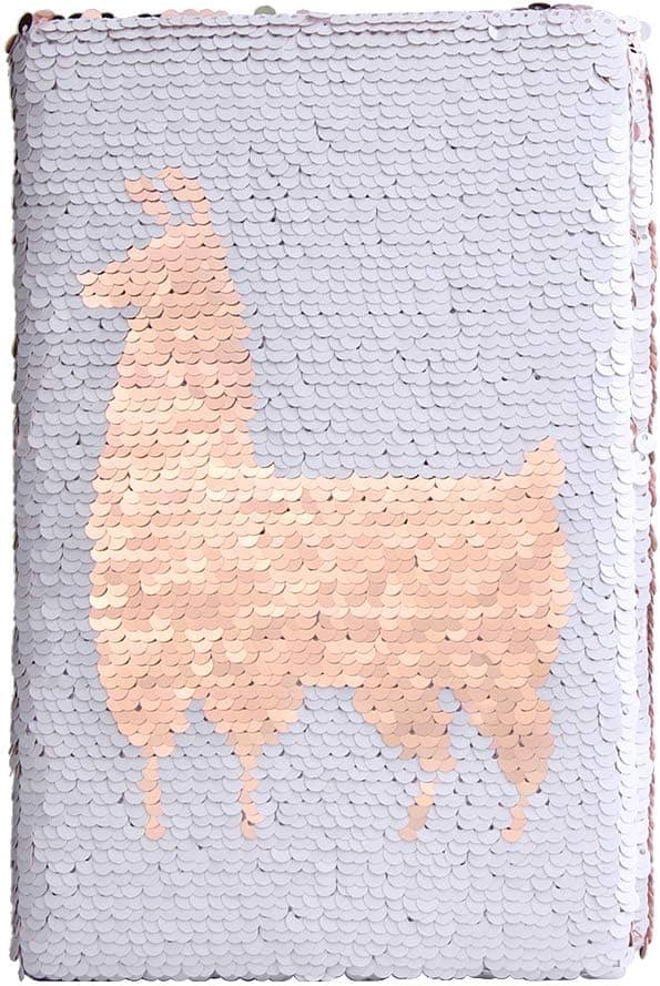 Sequin Notebook - PojoTech Mermaid Reversible Sequin Journal – Magic Travel Journal Notebook Gift for Adults and Kids (Llama)
