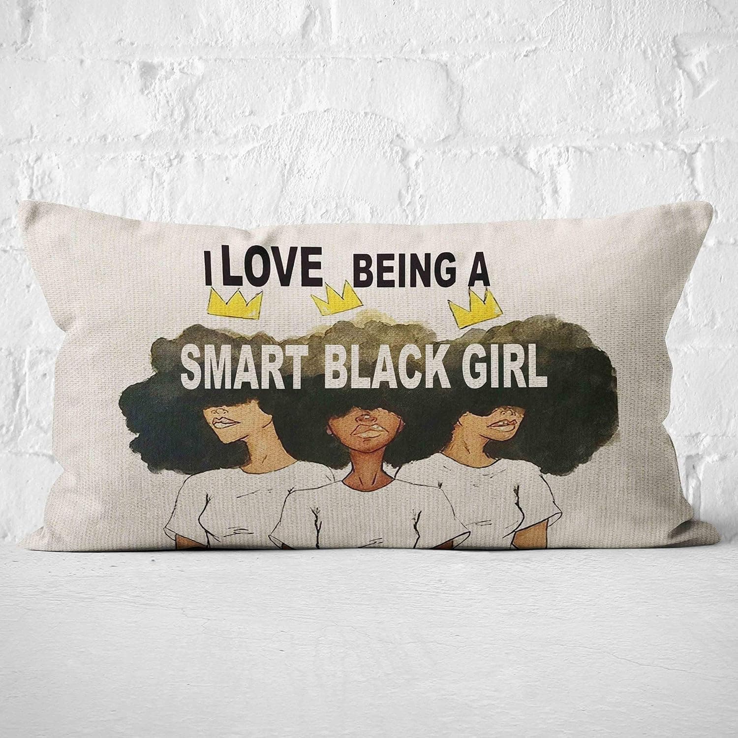 Mancheng-zi I Love Being a Smart Black Girl Pillow Case, African American Girl Gift, Gift for Granddaughter, Daughter Birthday Gift, Daughter Gifts, 20 x 12 InchLinen Cushion Cover for Sofa Couch Bed