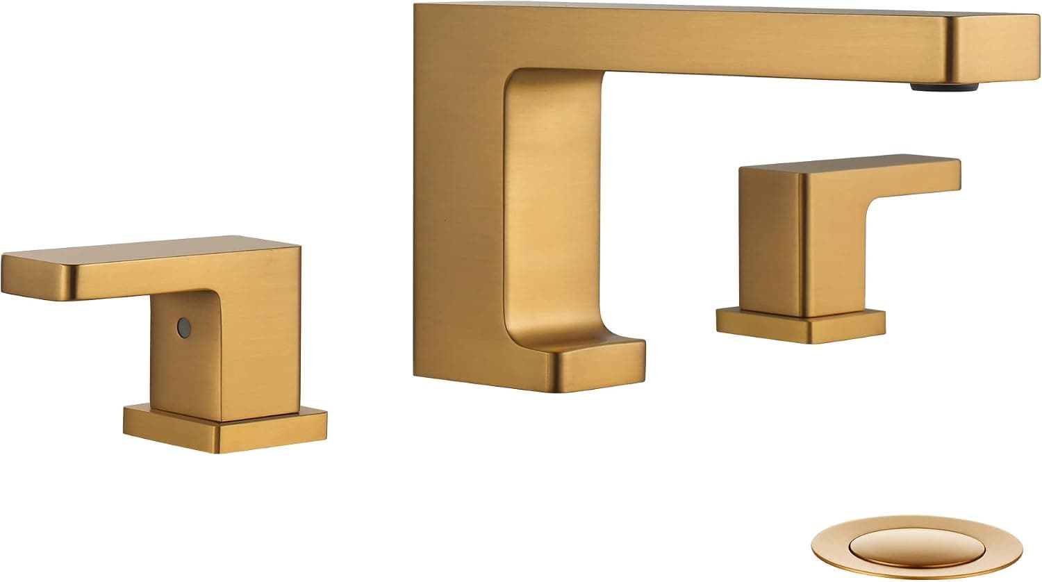 WorbWay Bathroom Faucet Brushed Gold, 2 Handle 3 Holes 8 inch Widespread Bathroom Sink Faucet with 360 Degree Swivel Spout, Pop-Up Drain Assembly and Water Supply Lines (Brushed Gold)