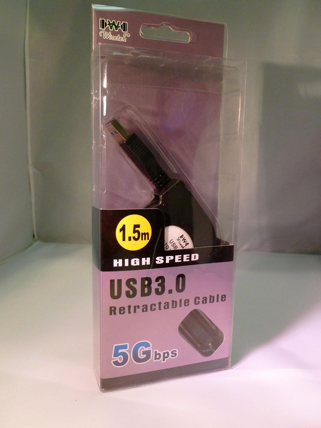 USB 3.0 A to Micro B 3.0 Retractable Cable 1.5M (4.9ft) 5Gbps. (This cable can not be used with smart phones or PDA devices. USB 3.0 Micro B connector is designed to carry data and power in USB 3.0 SuperSpeed applications.)