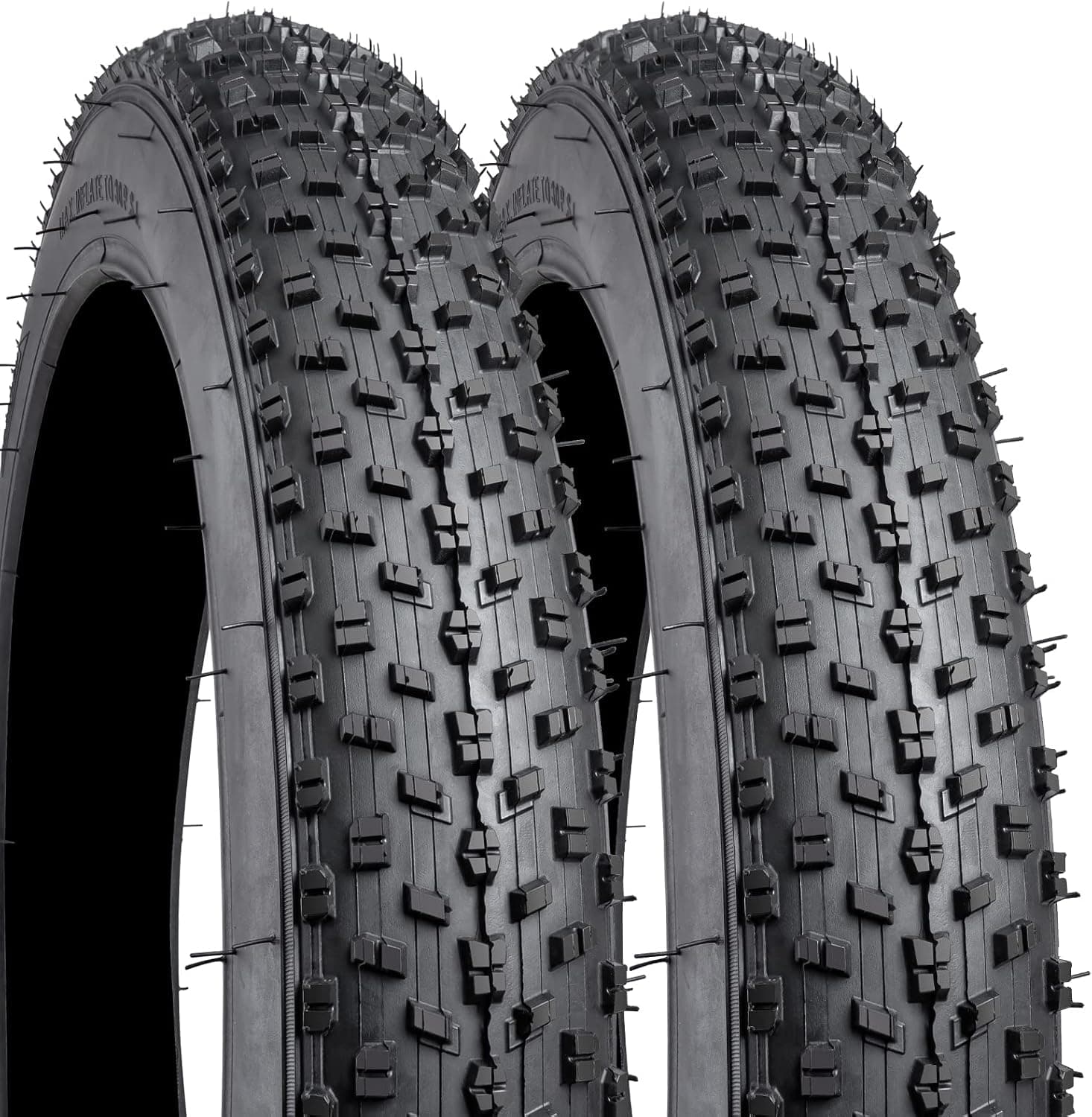 2 Sets 20" Mountain Bike Fat Tires 20 x 3.0 Compatible with 20 x 3.0 Mountain Bike Tires (Black)