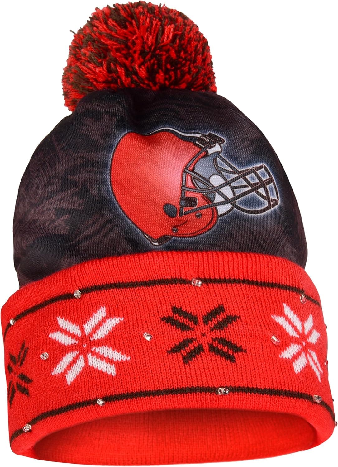 FOCO Men's NFL Team Logo Light Up Skull Winter Knit Cap Beanie Hat