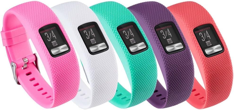 QGHXO Band for Garmin Vivofit 4, Soft Silicone Replacement Watch Band Strap for Garmin Vivofit 4 Activity Tracker, Small, Large, Ten Colors (5PCS Bands-Girl, Large)
