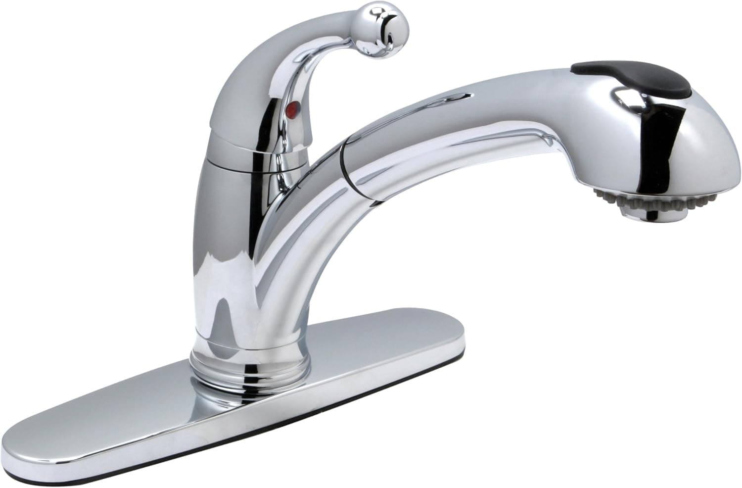 Huntington Brass HB8770C 8 -Inch Single-Handle Pullout Kitchen Faucet with Optional Deck Plate, Chrome