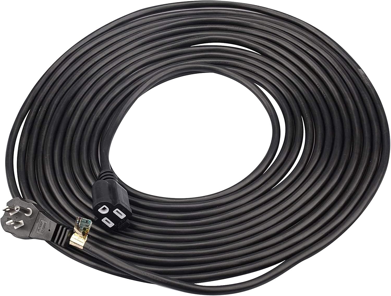 ClearMax 30 Ft Indoor and Outdoor Waterproof Extension Cord, Weatherproof, Tangle Free, ETL Approved, 16 Gauge Heavy Duty Power Cord, Black
