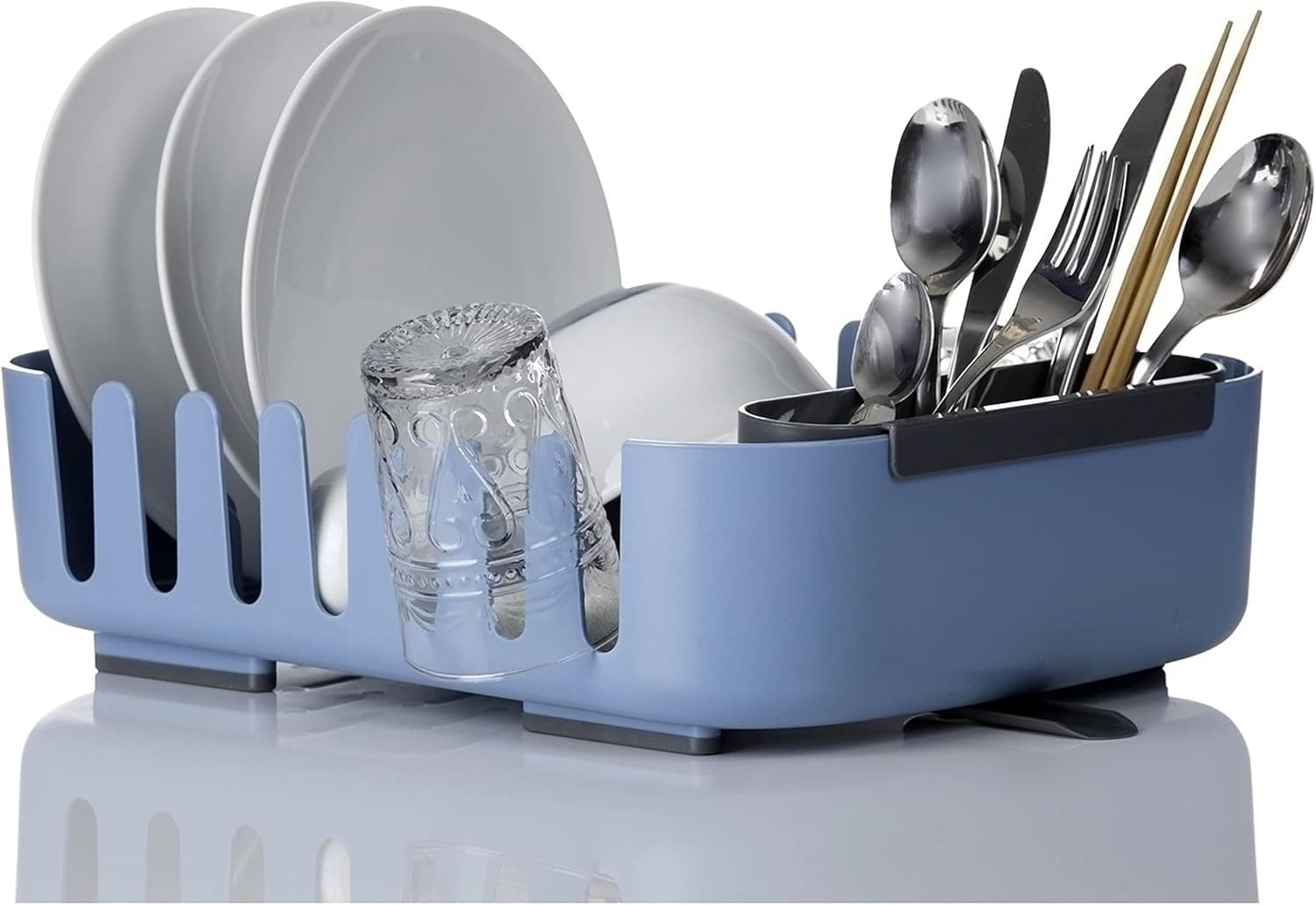 Vigar Rengo Dish and Cutlery Drainer Set, 15-1/4-Inches by 11-1/2-Inches by 4-Inches, Blue, Grey