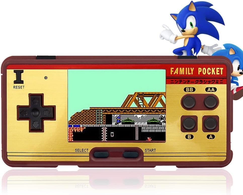 E-MODS GAMING 8 bit 2.8'' TFT LCD FC Retro Digital Games Portable Console Built-in 508+130 Games with Speaker - Brown