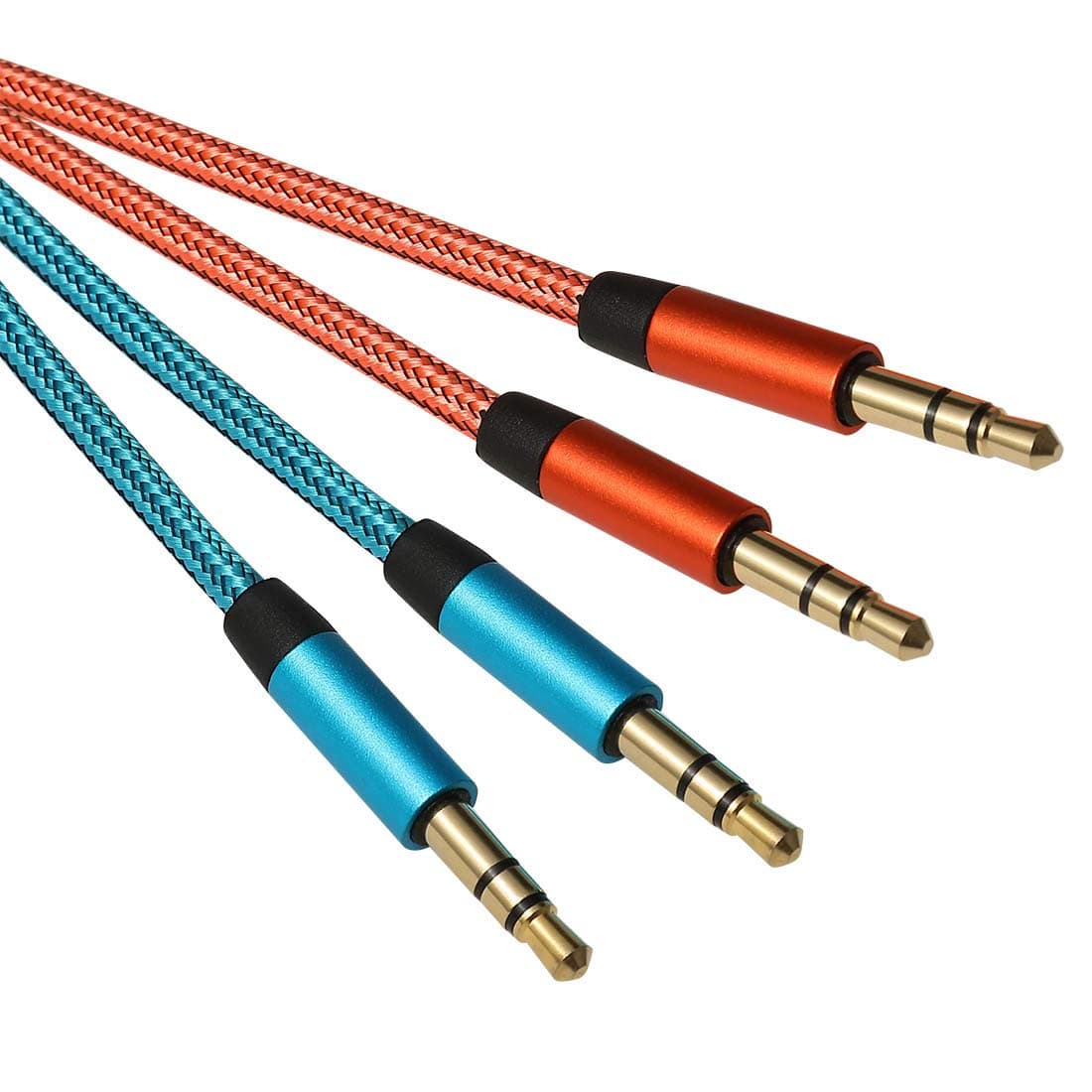 Audio Cable Aux Cable for Car,Kremorv[2-Pack,1.5FT] 3.5mm Male to Male Stereo Auxiliary Audio Cord Compatible with Headphones Smartphones Notebooks Samsung Galaxy Home Stereos Blue&Orange