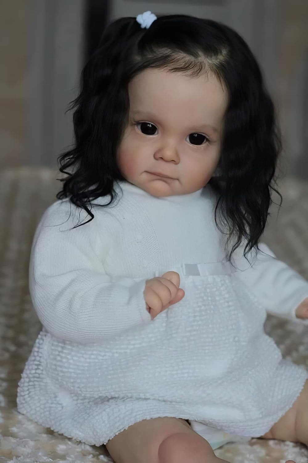 TERABITHIA 24 Inches Cute Huge Size Rooted Black Hair Silicone Vinyl Real Life Reborn Baby Girl Doll Realistic Newborn Toddler Dolls Crafted in Soft Touch Weighted Body