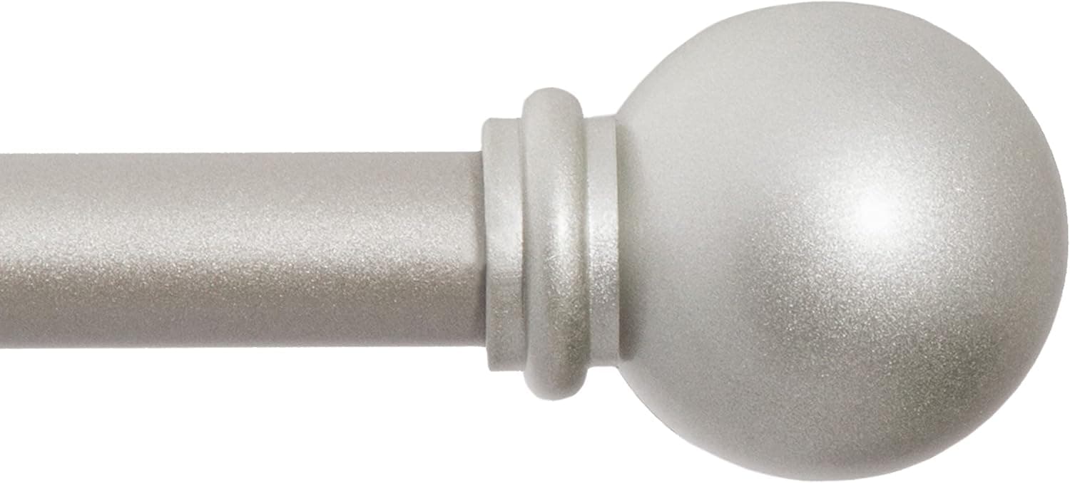 Kenney KN71608 Chelsea Ball End Standard Decorative Window Curtain Rod, 28-48" Adjustable Length, Brushed Nickel Finish, 5/8" Diameter Steel Tube