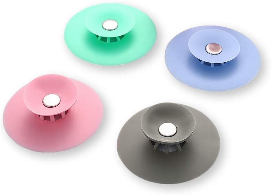 Taktik Silicone Floor Drain Cover Trap Hair Catcher Press Type Sink Strainer for Kitchen Bathroom Bathtub 4 Pack
