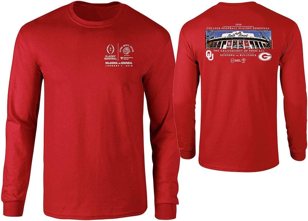 Elite Fan Shop Georgia Bulldogs Rose Bowl Long Sleeve Tshirt Red Pano