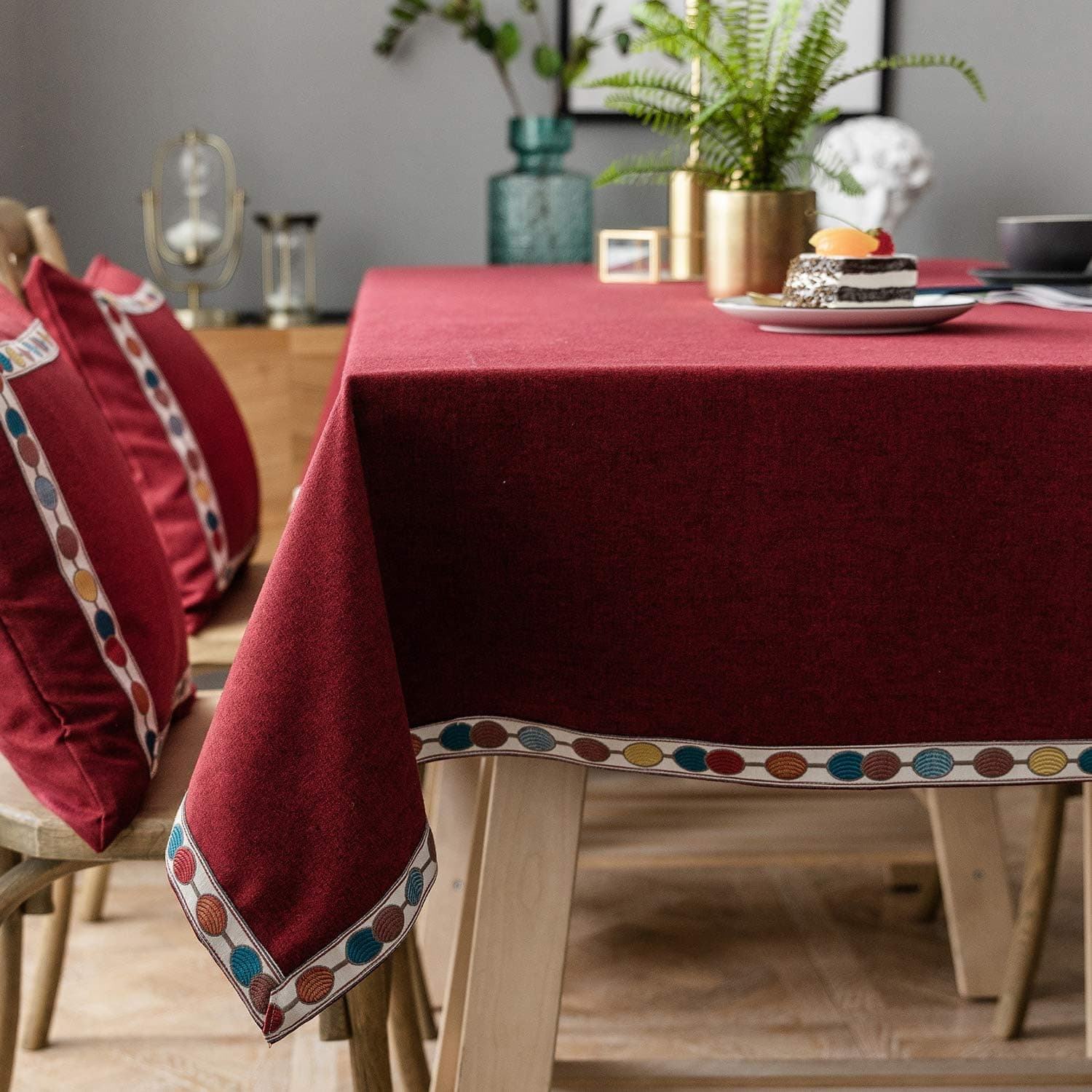 LINENLUX Stylish Square Rectangular Tablecloth/Table Cover for Kitchen Dinning Tabletop Decoration Red Rectangle/Oblong 55 X 102 in