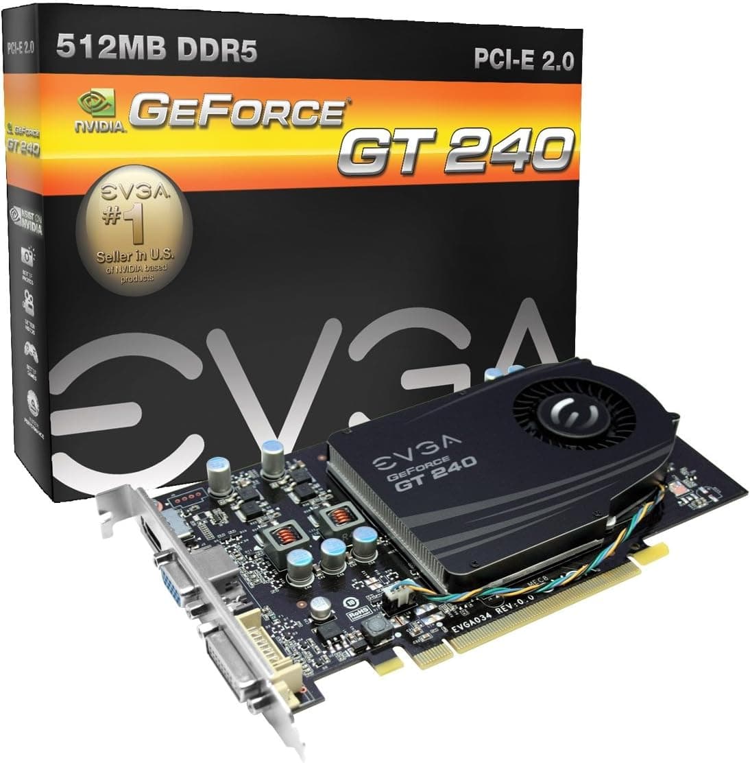 EVGA GeForce GT 240 512 MB DDR5 PCI Express 2.0 DVI/HDMI/VGA Graphics Card, 512-P3-1241-LR