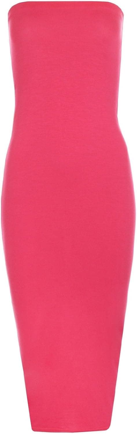 Crazy Girls Women's Celeb Kim Style Boobtube Strapless Bandeau Midi Dress