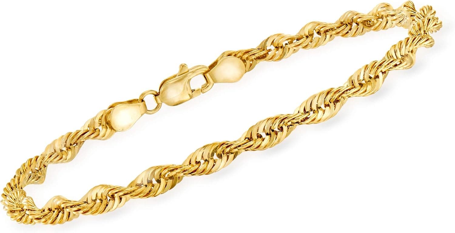 Ross-Simons 4mm 14kt Yellow Gold Rope-Chain Bracelet