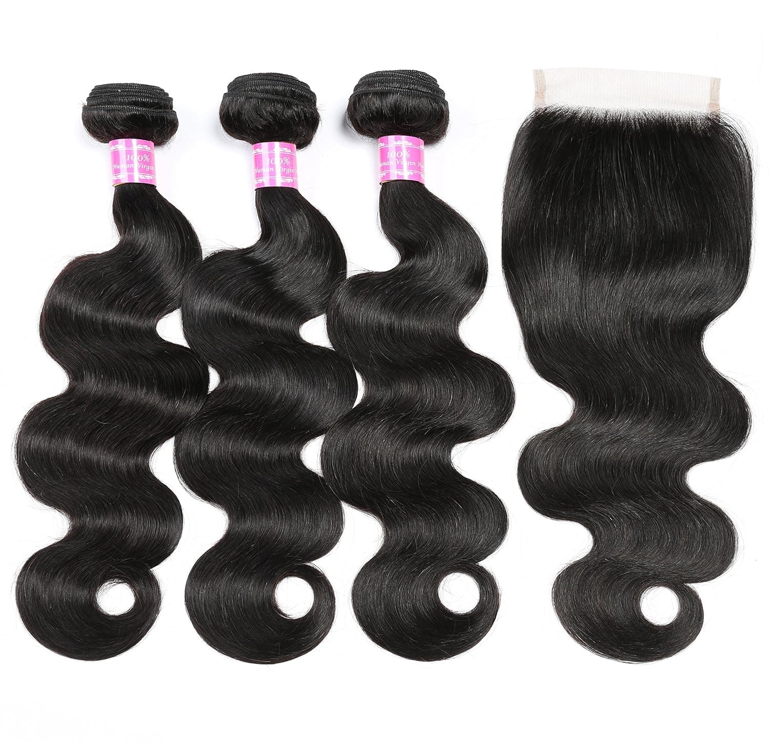 RUIMEISI 8A Brazilian Virgin Hair body wave 3 Bundles with Closure 100% Unprocessed Human Hair Weave With Lace Closure (20 22 24+18)