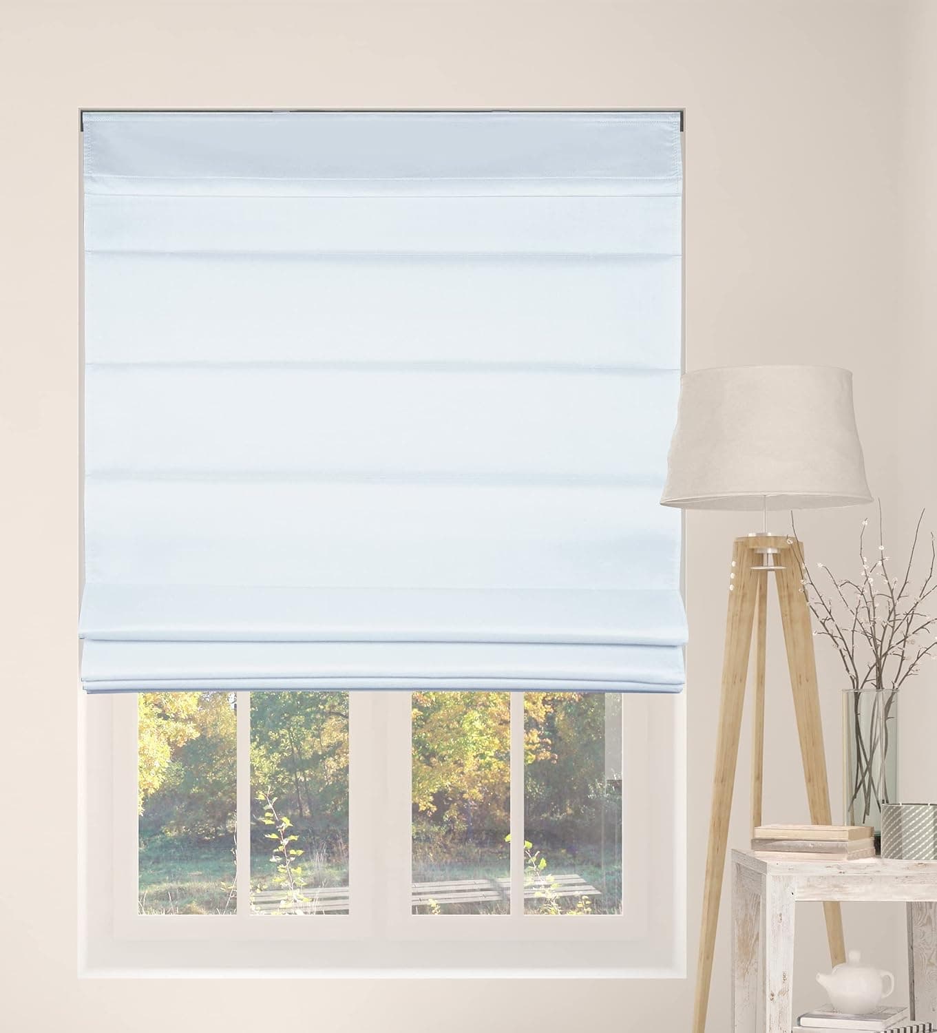 Arlo Blinds Cordless Fabric Roman Shades Light Filtering Window Blinds, Color: Baby Blue, Size: 34" W x 60" H