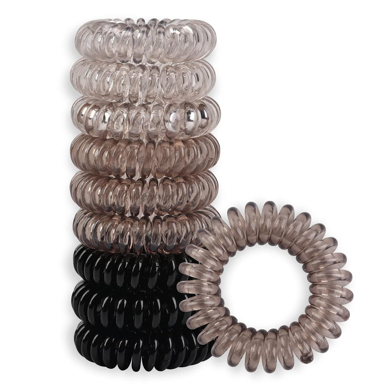 IRDTMM 9 Pcs Women's hair band， Women Ponytail Holder Elastics ，No Crease Coil Hair Ties, Phone Cord Hair Ties for Thick Hair (multi-colored)