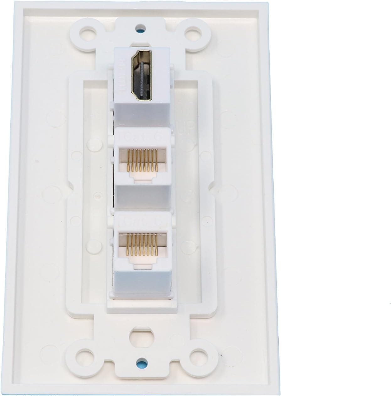 RiteAV - 1 Port HDMI 2 Port Cat6 Ethernet Decorative Wall Plate - White