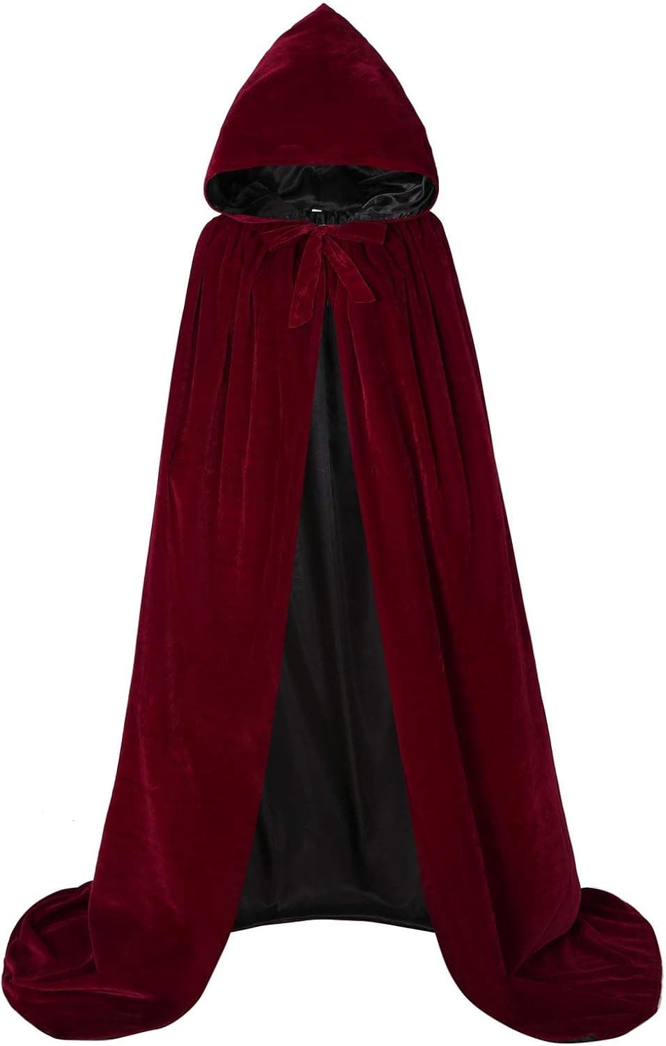 ALIZIWAY Hooded Cape Reversible Velvet Cloak Lined with Satin Renaissance Medieval Halloween Christmas Cosplay Costume