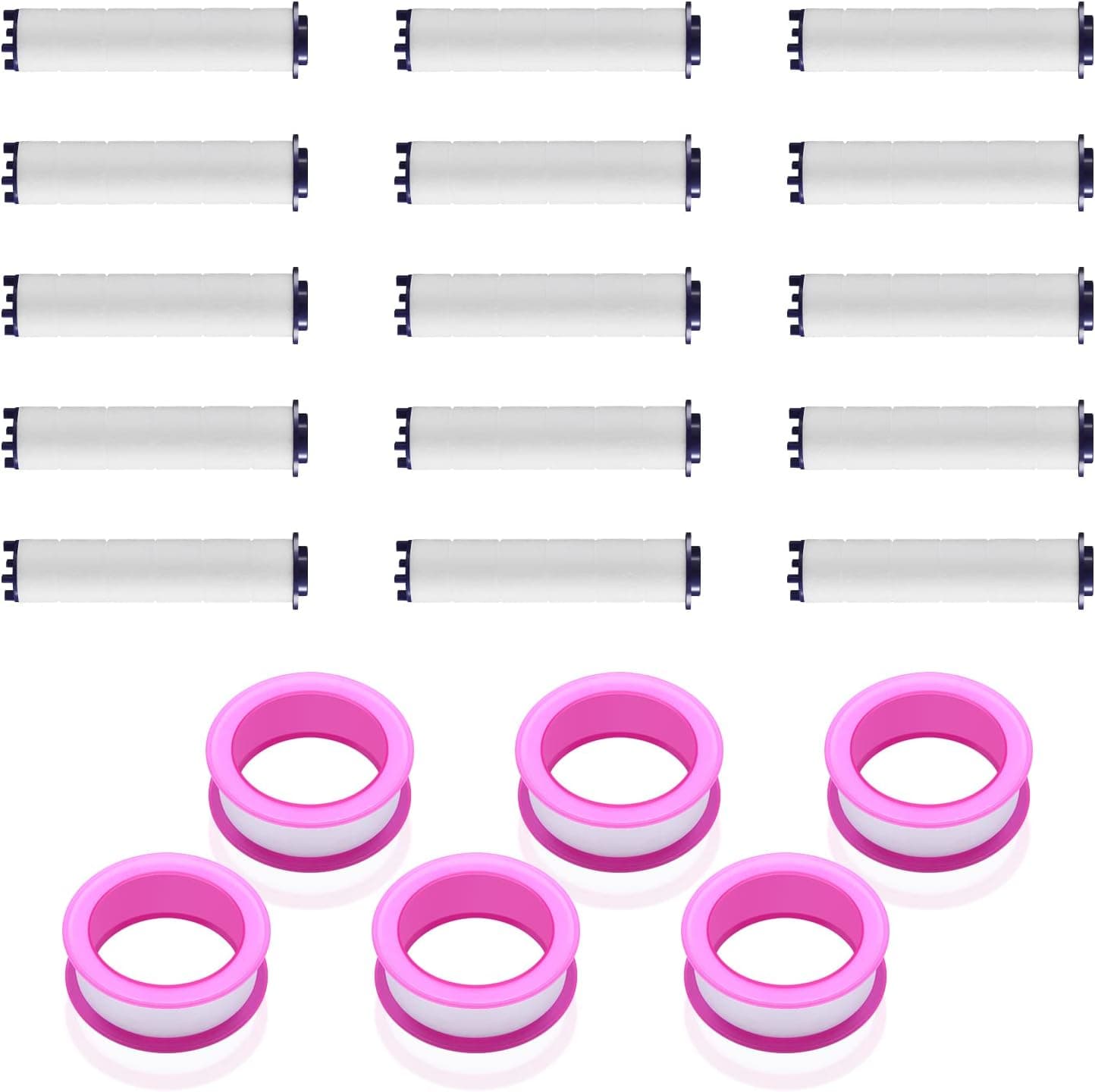 15 PCS PP-Cotton Filter For Vortex Turbo Fan Shower Heads Filter, 6pcs Raw Tape,Hydro Jet Showerhead Filters For Detachable Propeller Hydro Shower Jet High Pressure Handheld Shower Filters Sets