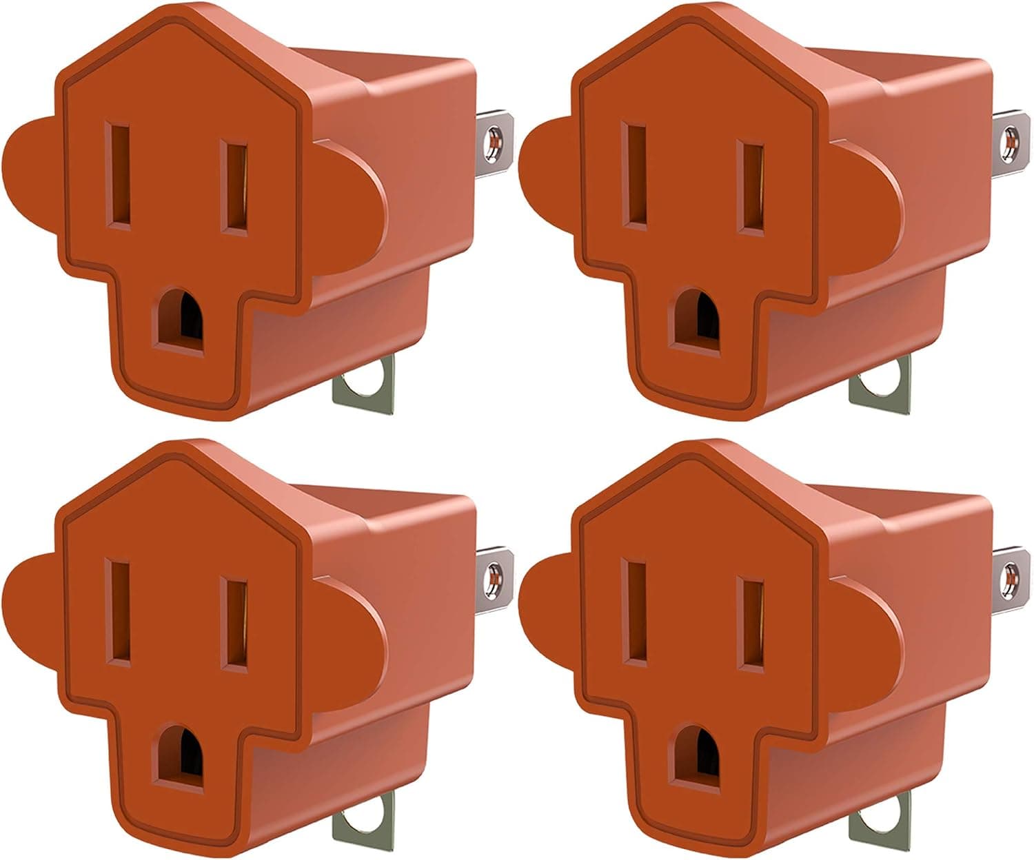3-2 Prong Adapters Grounding Adapter JACKYLED 3-Prong to 2-Prong Adapter ETL Listed Fireproof Material 200℃ Resistant Heavy Duty Wall Plugs for Household Appliances Industrial, Orange, 4 Pack