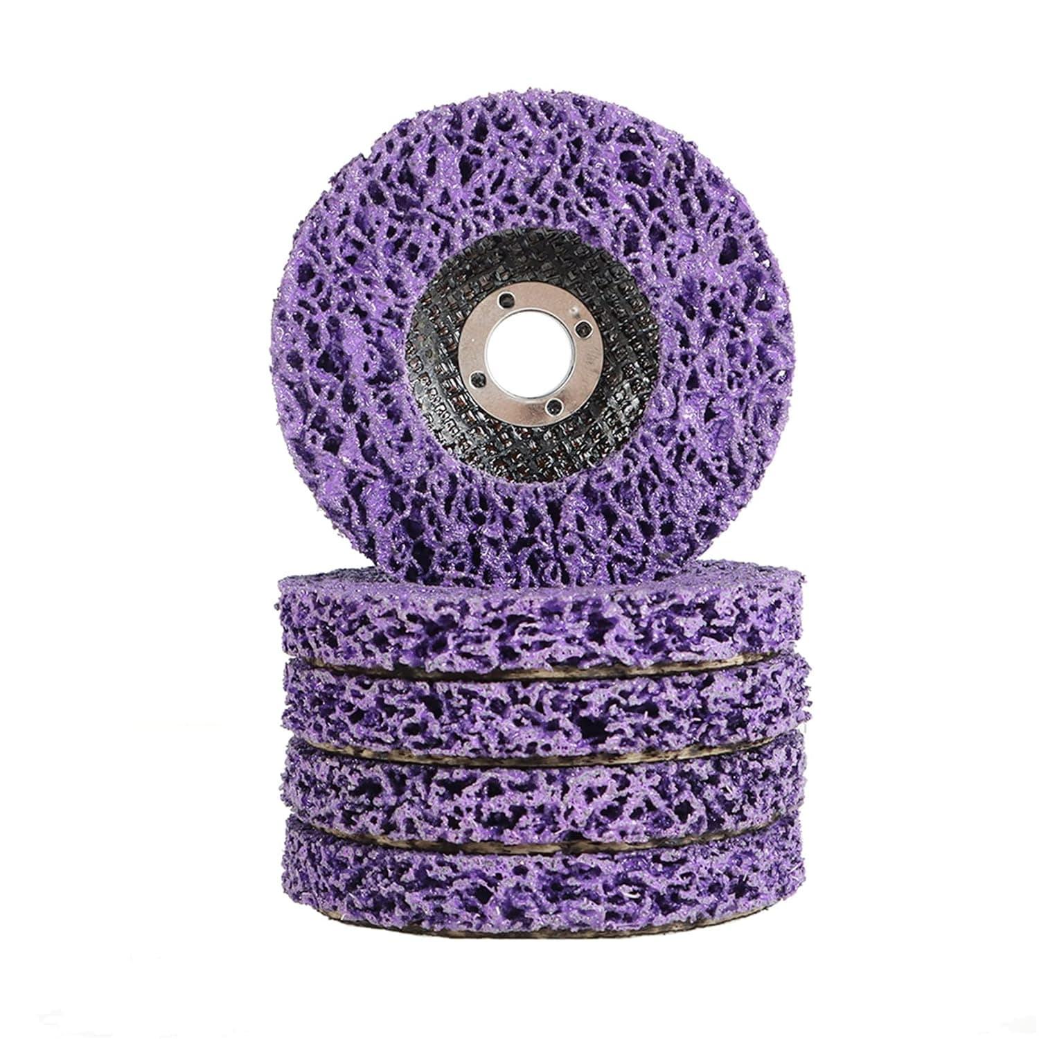 WFLNHB 5 Pack Purple Strip Discs Stripping Wheel 4 x 5/8 Inch Paint Remover Disc Rust Remover Wheel Replacement for Angle Grinder Clean Paint Rust Oxidation
