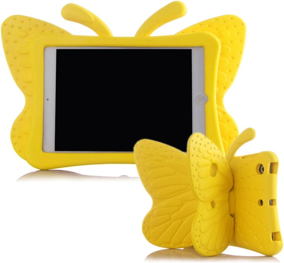 Ipad 5/6/Air/Air 2 Case,ER CHEN Kids Light Weight Cute Butterfly Design Shock Proof EVA Foam Series Case Compatible for Ipad 5/6/Air/Air 2(Yellow)
