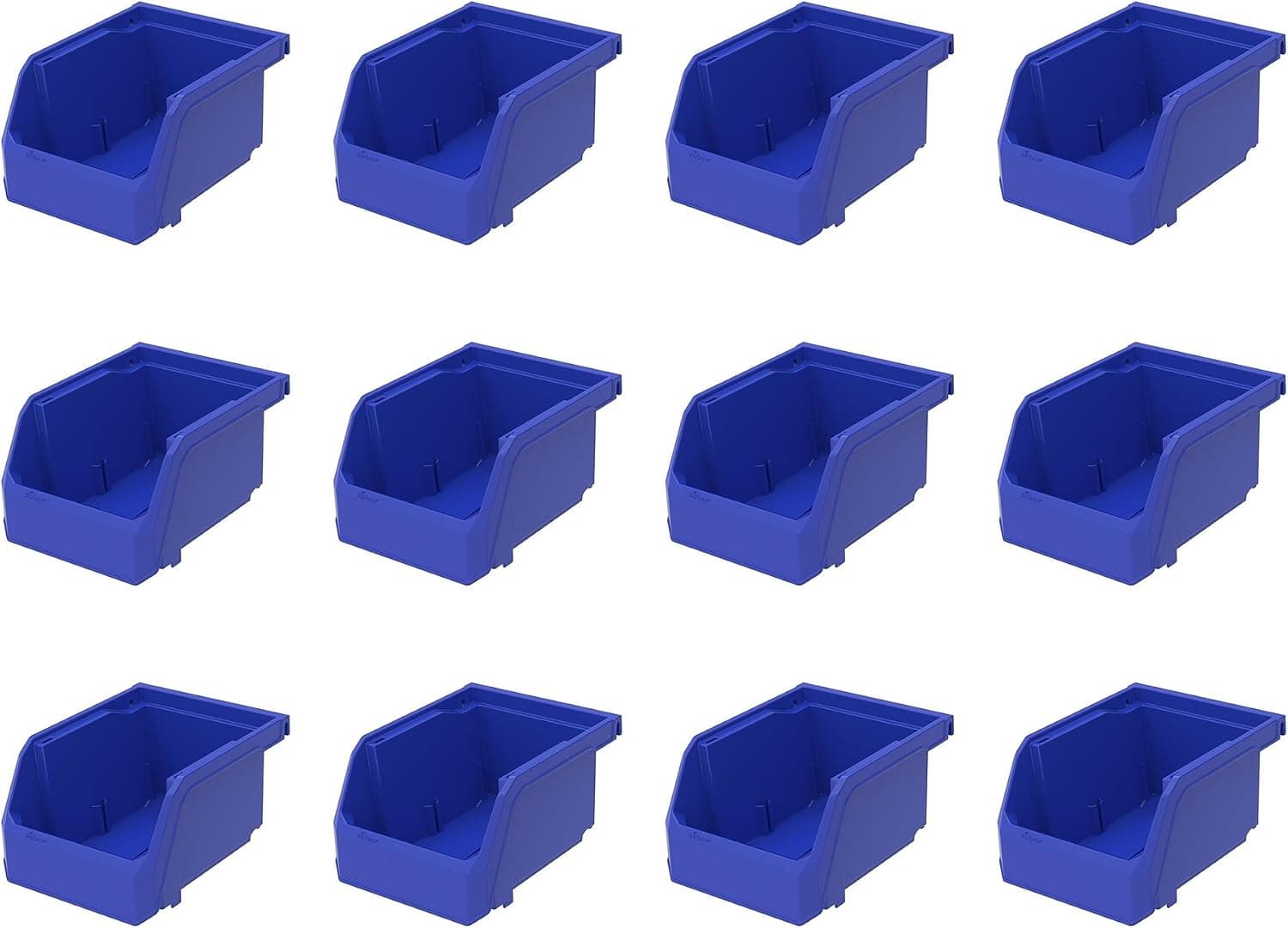 12 Pack 7 3/8" x 4 1/8" x 3" Plastic Inventory Storage Stacking Shelf Parts Bins
