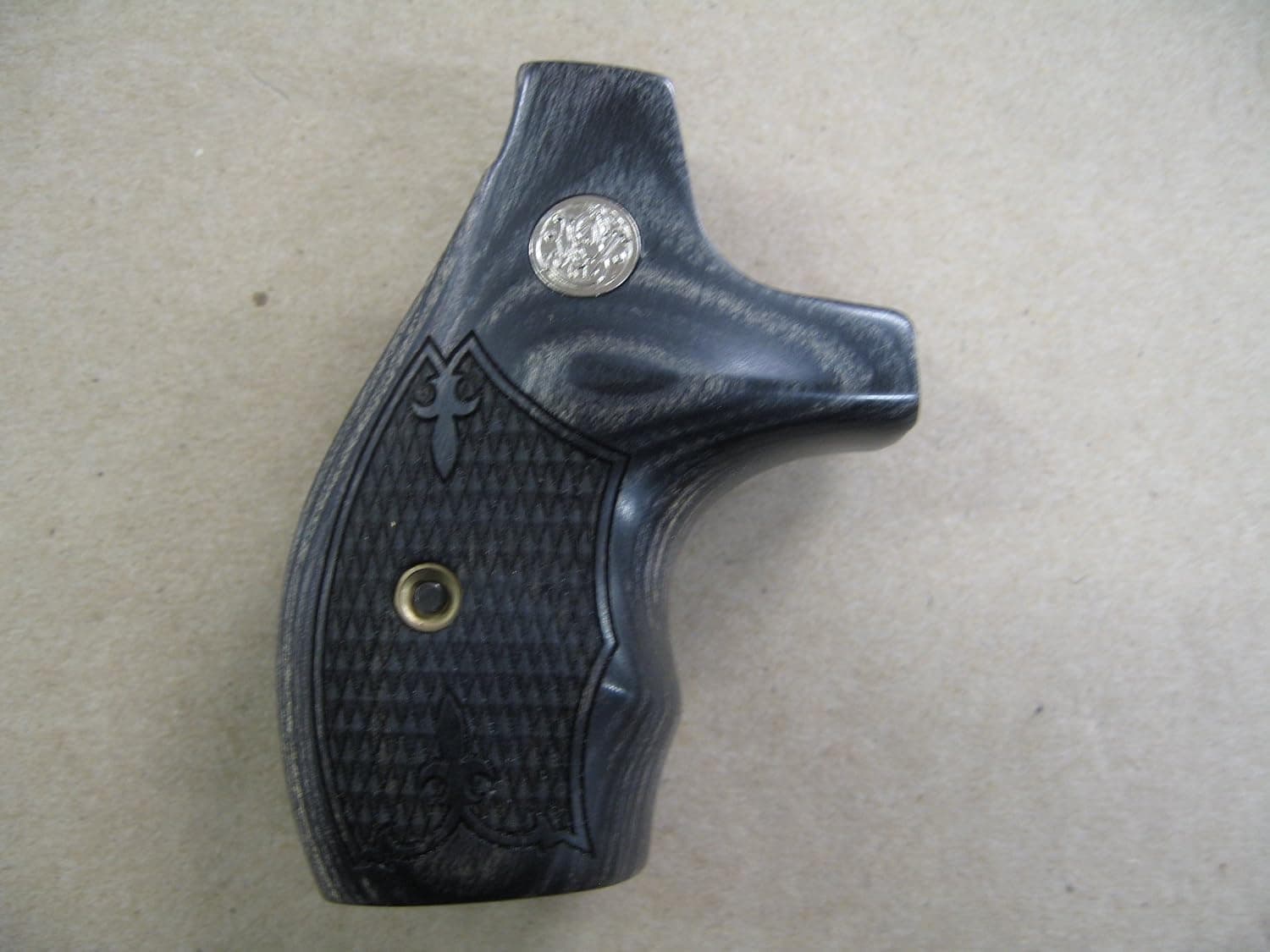 Smith Wesson J Frame Silver Black Checkered Boot Gun Grips Medallion, S&W 60, 36, 642