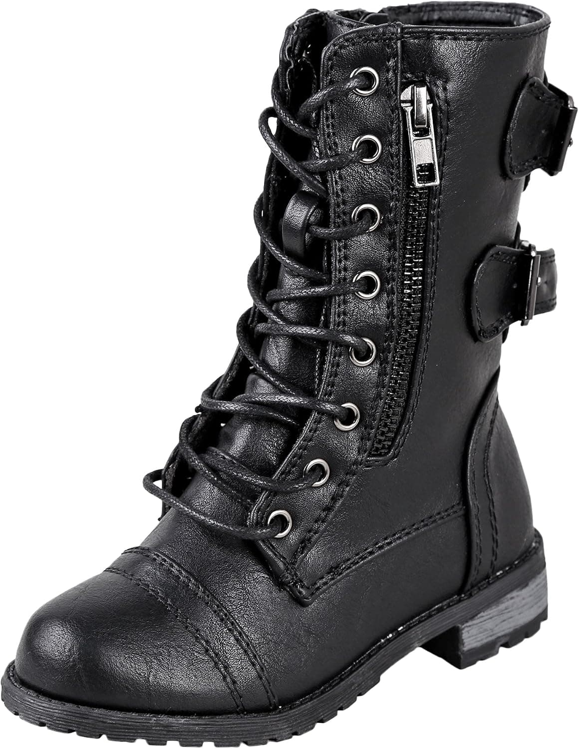 Forever Link Girls Mango 61K Lace Up Boots | Combat Boots for Girls | Zipper Boots | Toddler Girl Shoes | Little Girl Shoes
