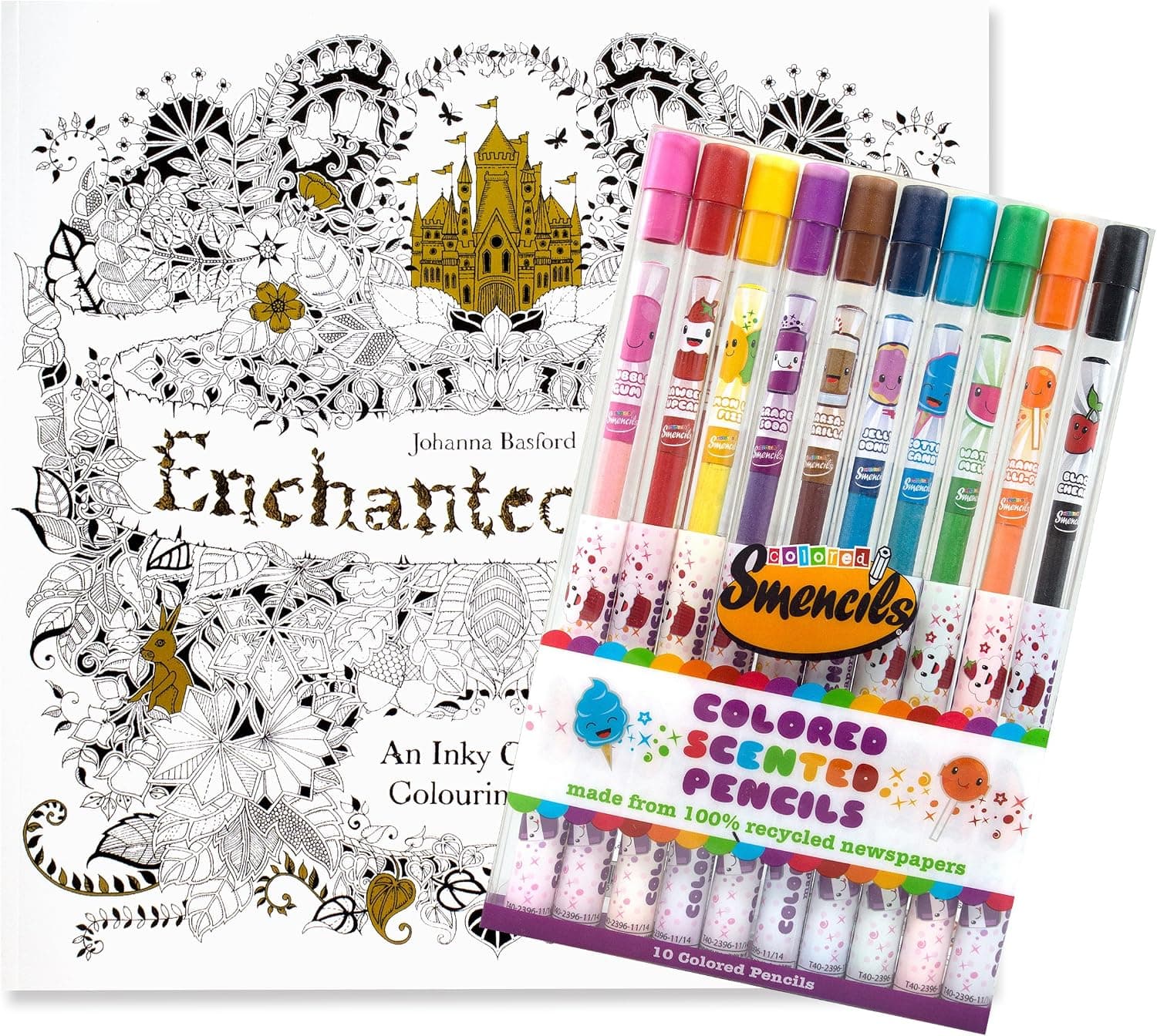 Enchanted Forest Coloring Book w/ 10-Pack of Scented Colored Pencils